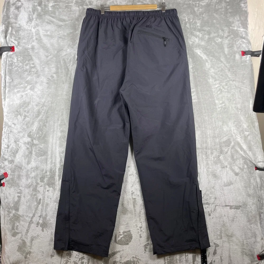 REI Elements Rain Pants Mens XL Black Waterproof Outdoor Hiking Zip Leg Lined
